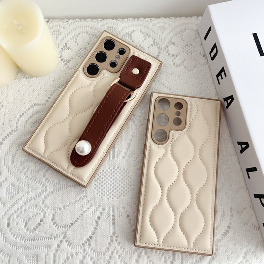 Nova-Drop Soft Plump Luxury Leather Phone Case w/ strap for S23 & S24 Series